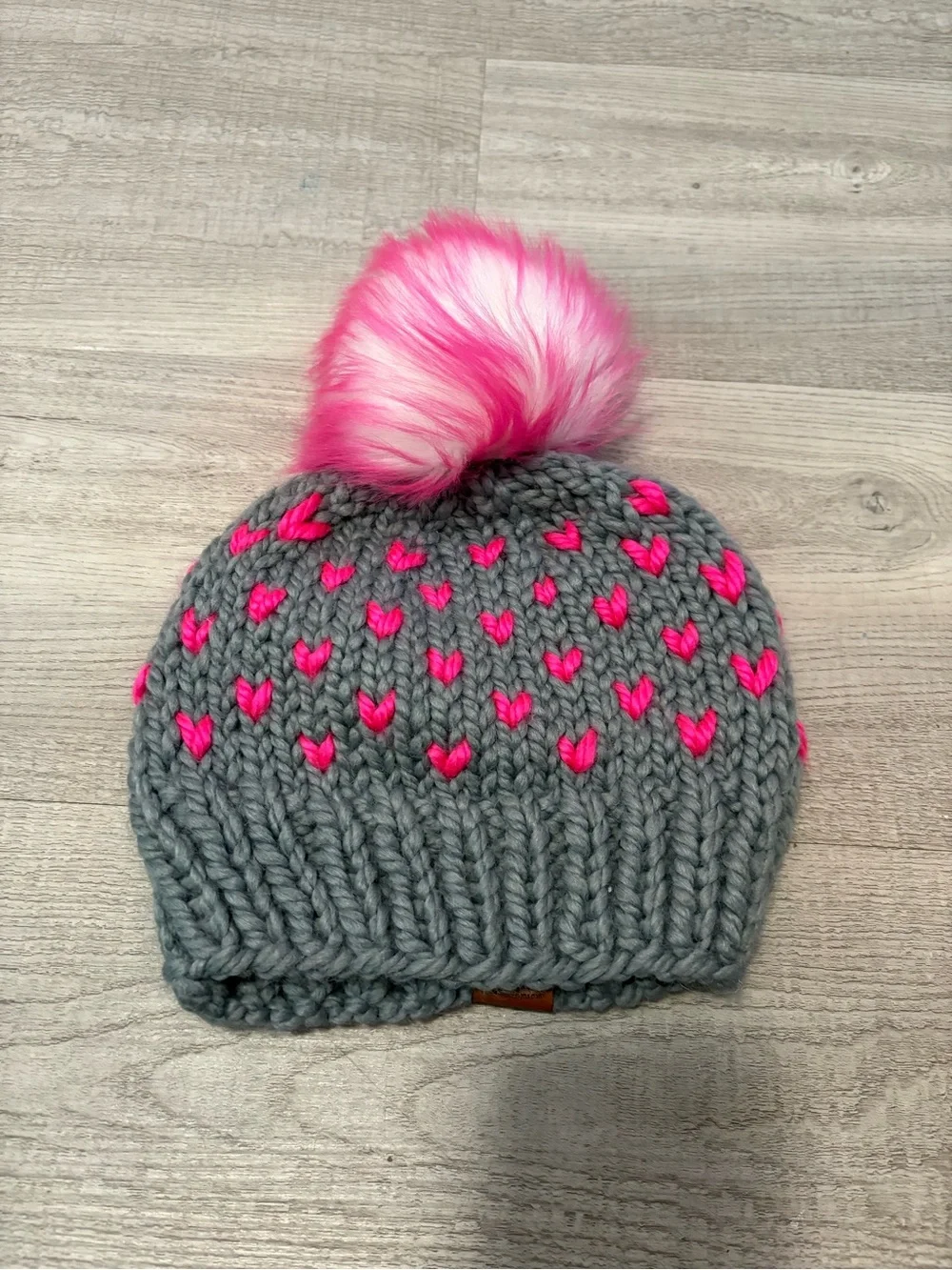 b.e. happe Hand Knit Hot Pink Pom Pom Beanie
